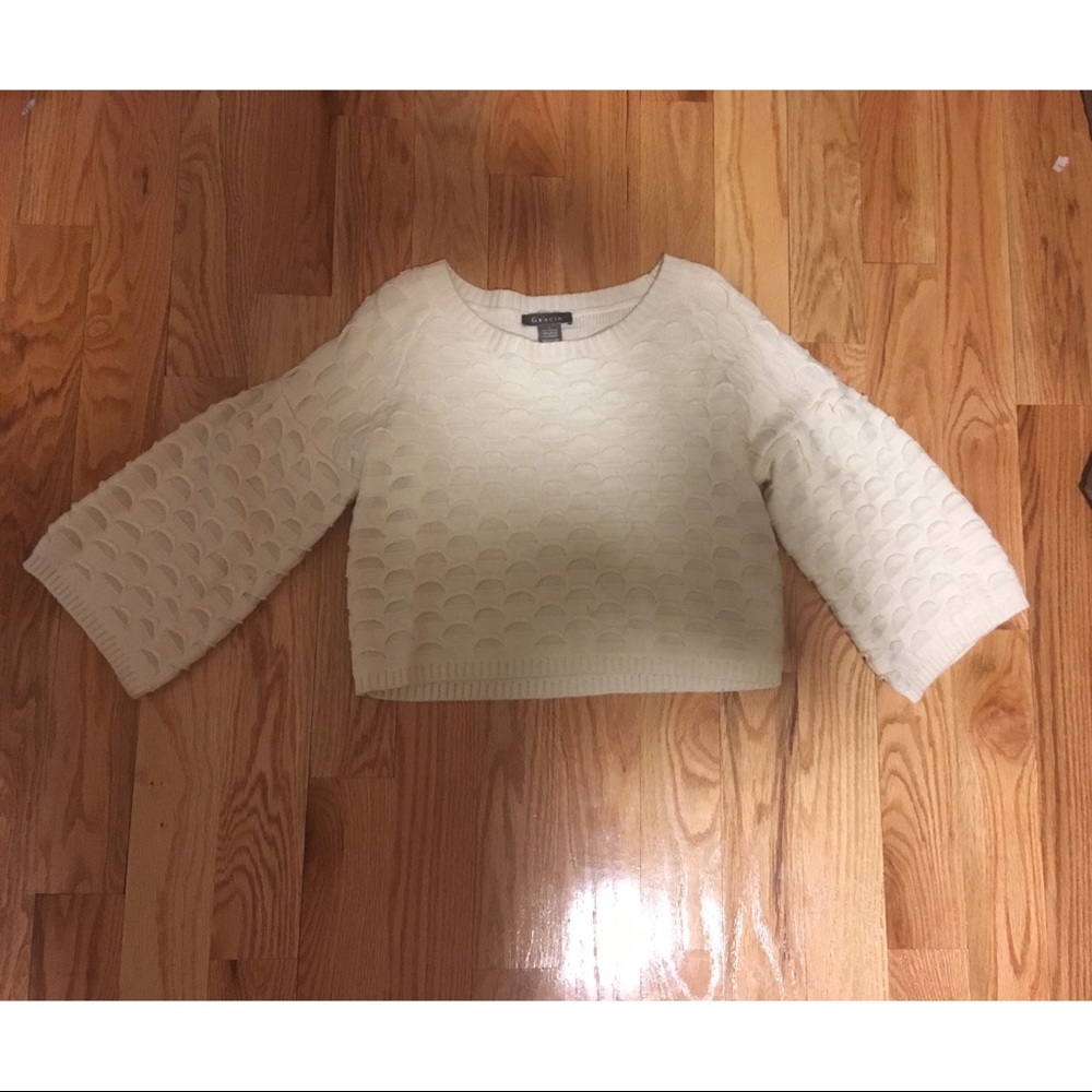 White cropped sweater with textural details